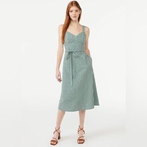 Green Gingham Midi Dress